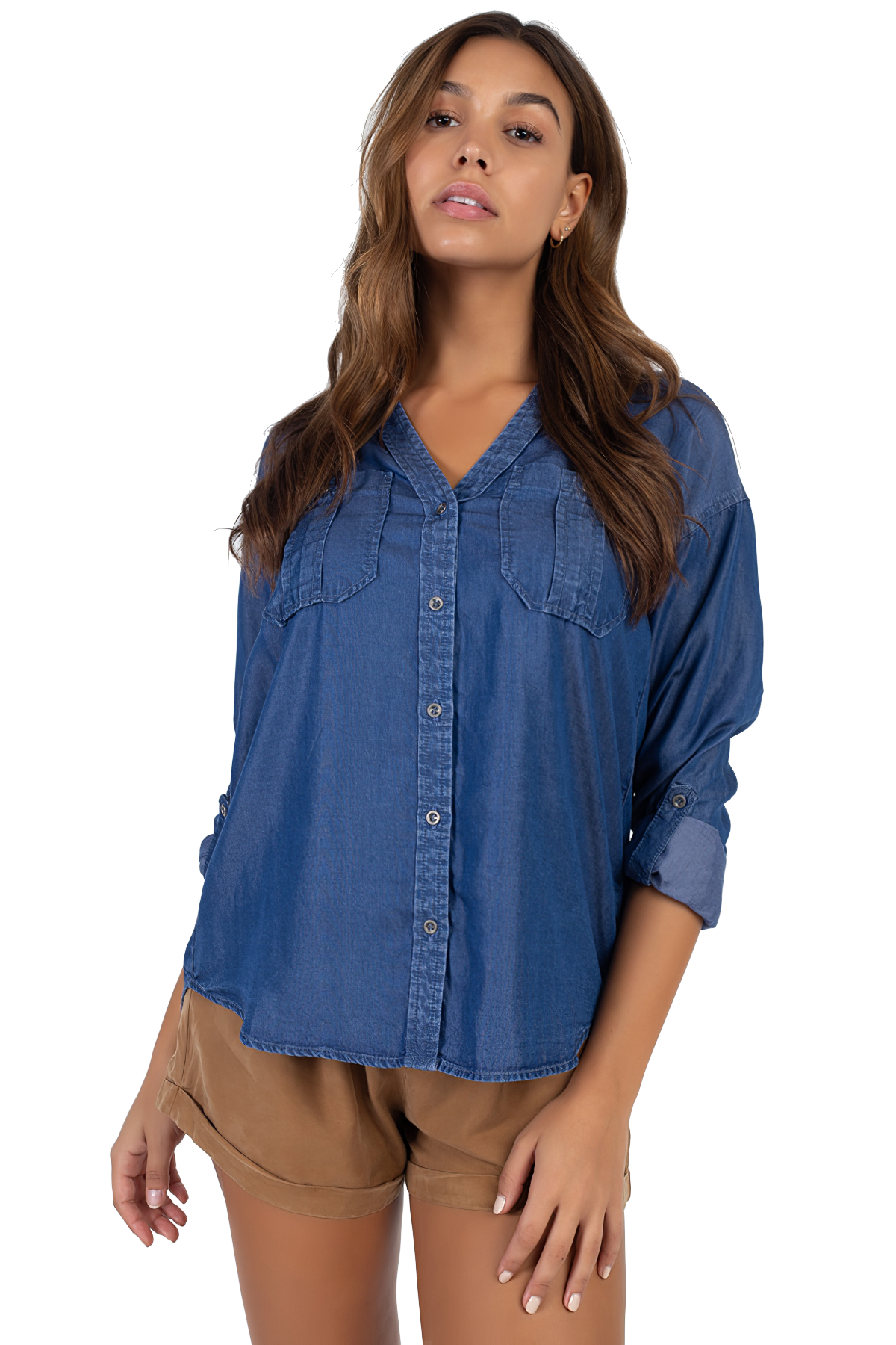 light blue collared button down shirt